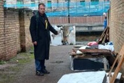 Fly tipped rubbish in West Thamesmead